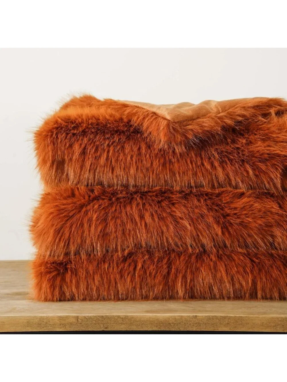 Cozy Luxury Orange Faux Fur Throw Blanket - Soft Fall Decor, 50